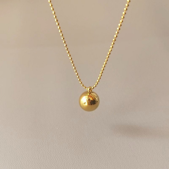 FANSYLI 골드볼 펜던트 목걸이 여성 14k 도금 럭키 목걸이 심플 쇄골 목걸이 선물 W2505M13