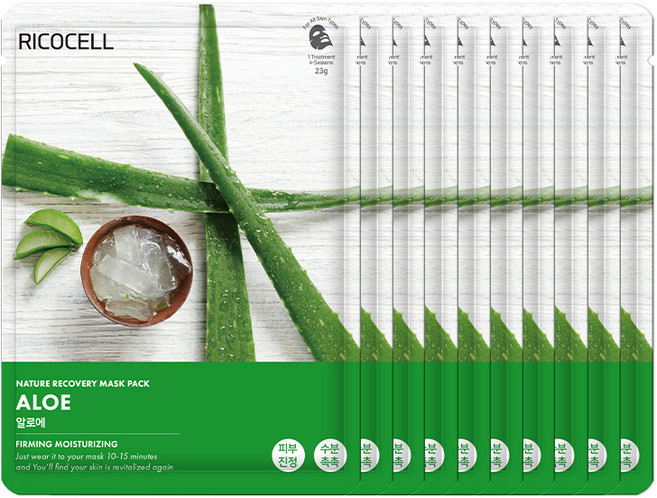 리코셀 네이처 리커버리 알로에 마스크팩 23g, 10개입, 10개