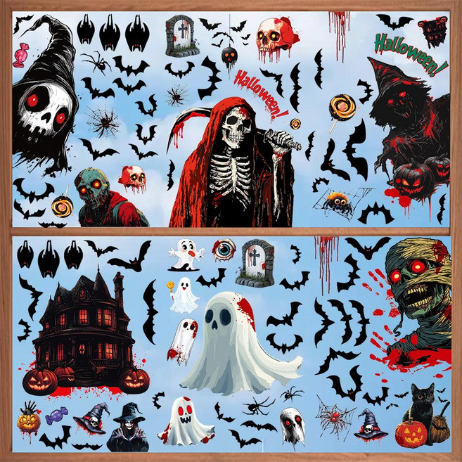 Hyades 할로윈 장식 윈도우 스티커 세트, 1세트, C타입