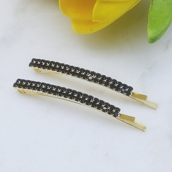 [세트핀]더블라인 큐빅실핀 두줄 헤어실핀 포인트 큐빅실핀 2p