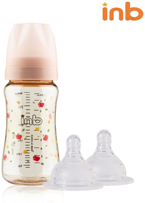 아이앤비 애플 ppsu 젖병 + 젖꼭지 세트, 노꼭지 300ml 애플핑크, 빠른 2p, 1개