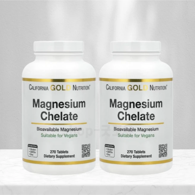 CaliforniaGoldMagnesium Chelate 캘리포니아 골드 마그네슘 킬레이트 210 mg 90개입, 270정, 2개 - 쿠팡