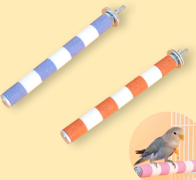 르브아 앵무새 발톱갈이 횃대 세트 세라믹 스톤, 1세트, 블루오렌지