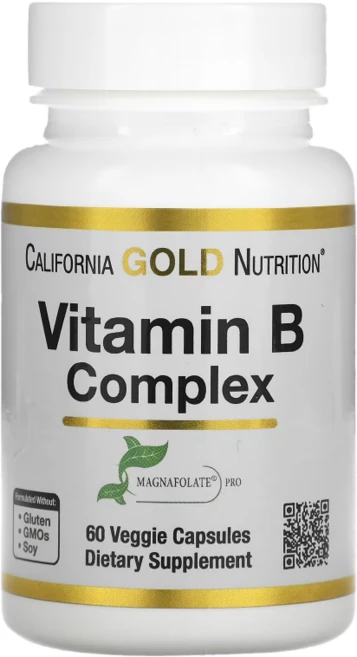 캘리포니아골드뉴트리션 복합 비타민B 60정 B1 B2 B6 B7 B5 B9 티아민 리보플라빈 피리독신 비오틴, 1개 - 쿠팡