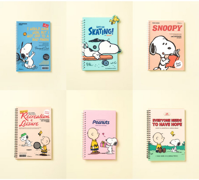 피너츠 스누피 스프링노트, 2개, 02 스케이트+03 리딩
