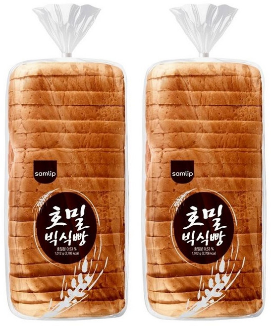 삼립 영양까지 과 채운 건강빵 빅 호밀 식빵, 1.02kg, 2개