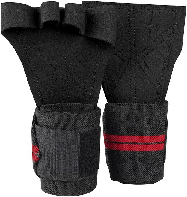 대어 스토어 헬스장갑 소가죽 손바닥 물집방지 스트랩 헬스용품, 블랙, 1개