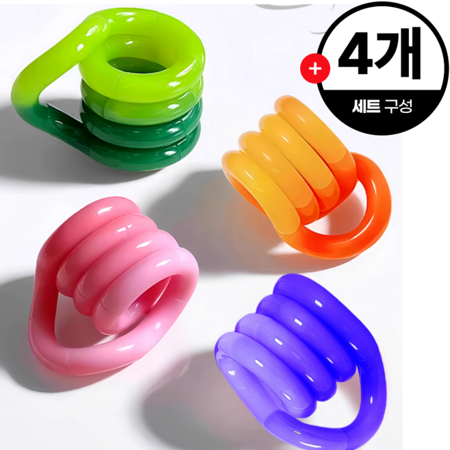 하이하 온도따라 변색 신기한 손가락 탱글 4종, 1세트, 오렌지+핑크+그린+블루