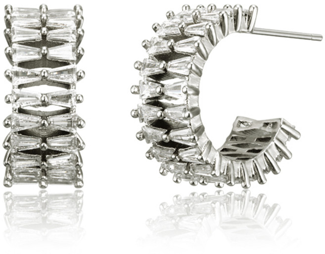 [가이거] 14K GOLD PLATED 볼드 트라이앵글 스톤 실버 귀걸이 GISVEE161