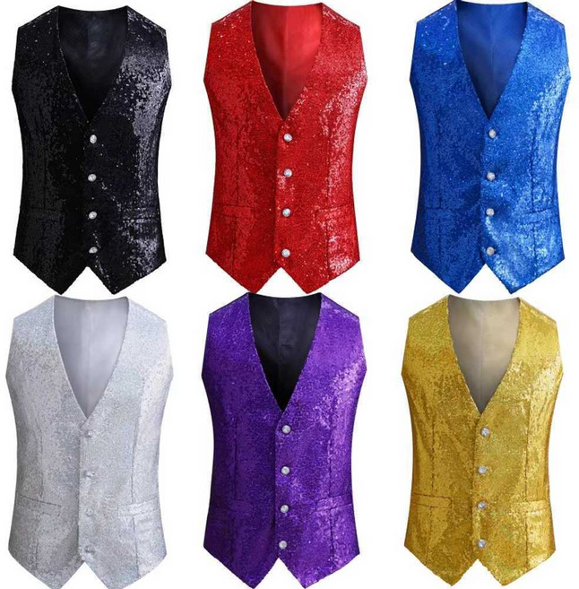 반짝이옷 조끼 남성 여성 댄스복 연주회 여름 파티의상 할로윈