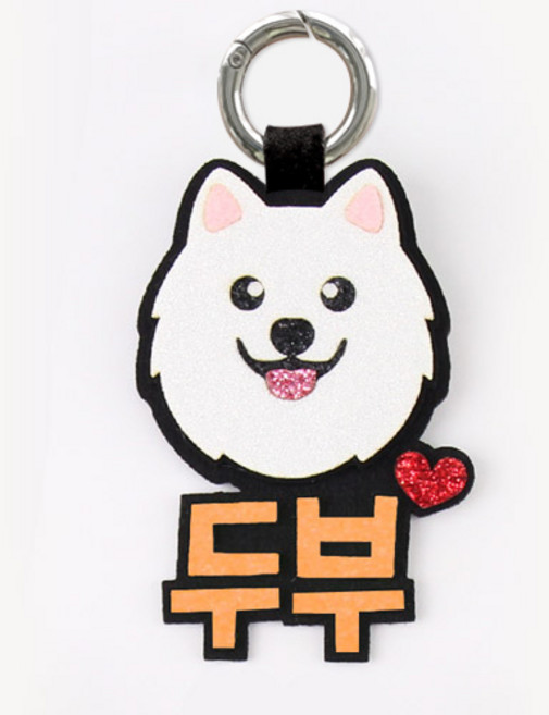 핑크캔디 [애견네임택] 사모예드 강아지 이름표 인식표 네임택, 강아지이름표(기본)21.사모예드_3글자(형광주황), 1개