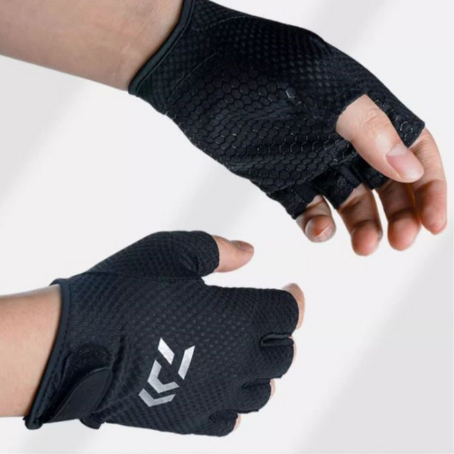 다이와 낚시 장갑 통풍 메쉬 5컷, 1개, 블랙