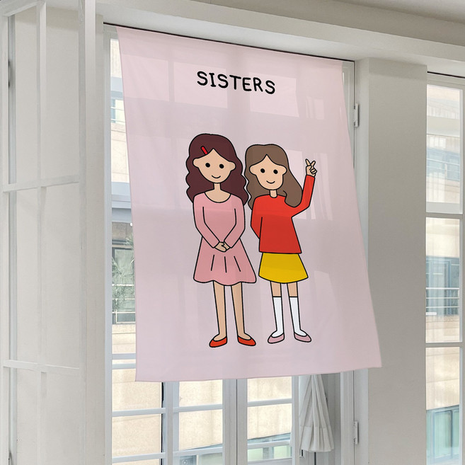 더아트컴퍼니 가족 일러스트 패브릭 포스터 34종 아기방 인테리어 그림 신혼부부 집들이 출산 선물, 12.자매