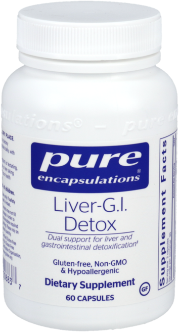 간 위장 해독 영양제 캐나다직구 퓨어인캡슐레이션 리버 지아이 디톡스 60캡슐 밀크씨슬 실리마린 강황 브로콜리 클로렐라 함유, 60정, 1개