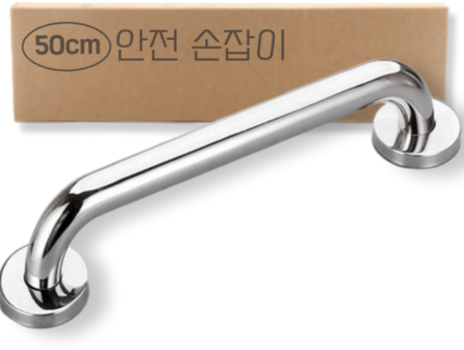 베리움 화장실 욕실 안전바 노인 안전 손잡이, 실버, 1개