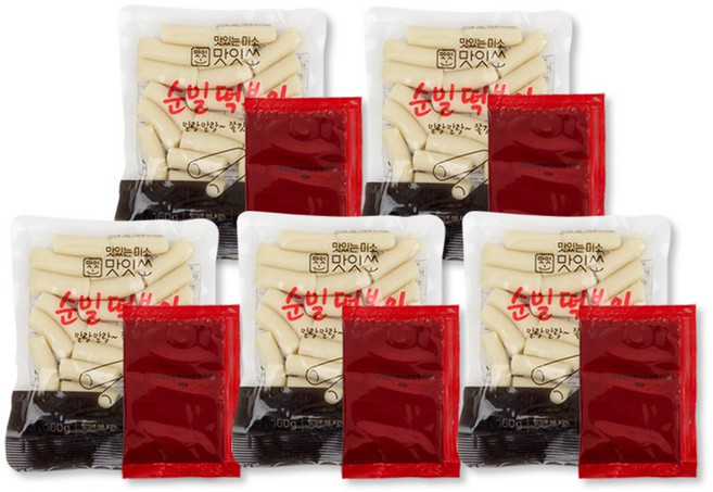 실온보관 가능! 맛잇쏘 떡볶이 밀떡+떡볶이소스 오리지널, 5개, 200g