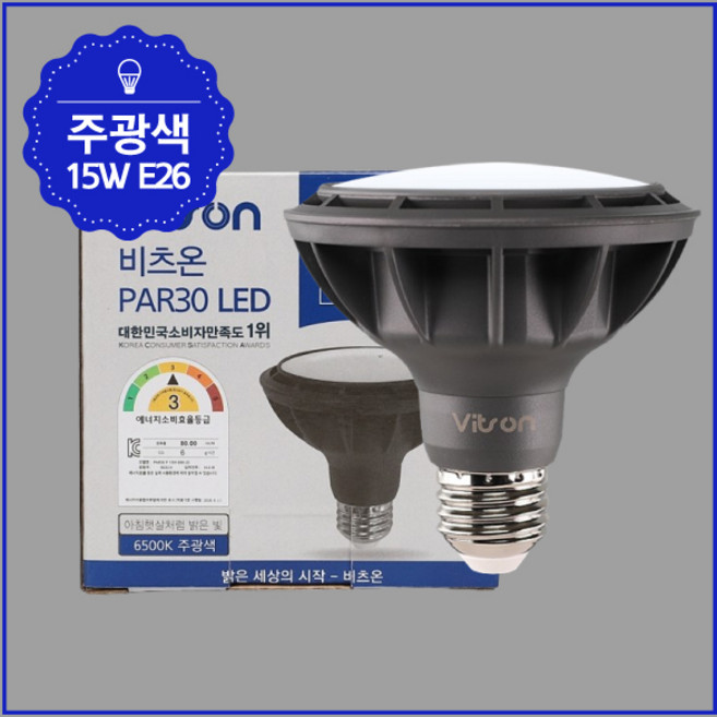 비츠온 PAR30 LED 15W 확산형, 주광색, 10개