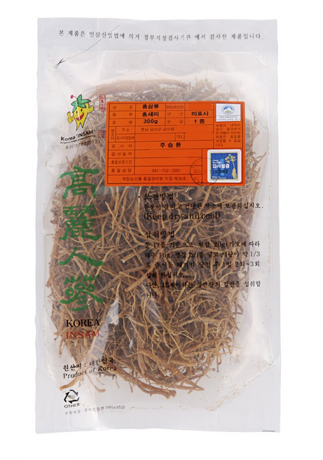 고려인삼 건삼 홍삼 홍미삼 1등 300g, 1개
