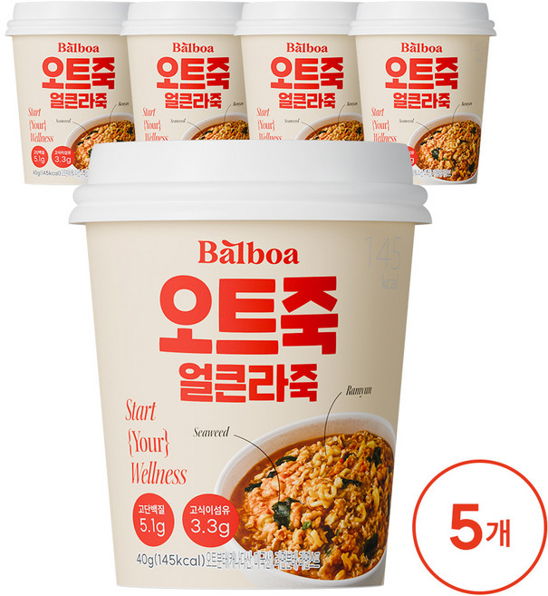 발보아 저당 오트밀 죽 얼큰라죽, 5개, 40g