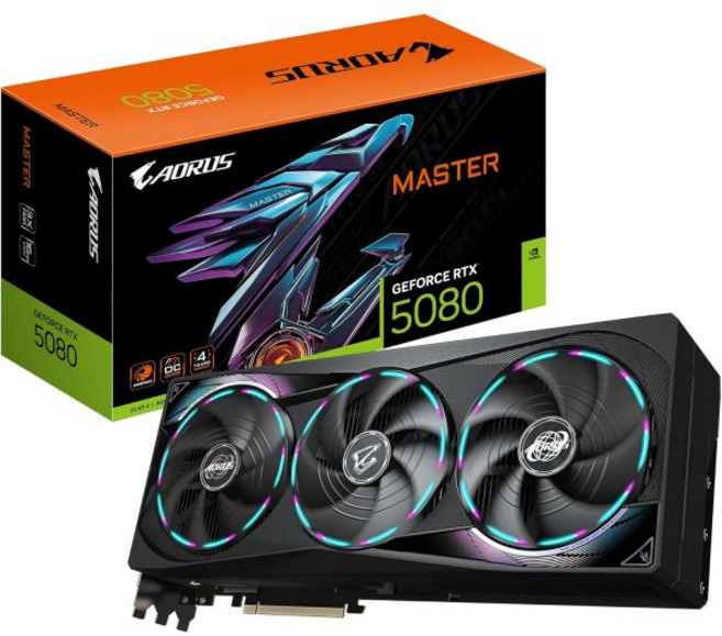 기가바이트 오로스 지포스 RTX 5080 마스터 16G 그래픽 카드 - 16GB GDDR7 256비트 PCI-Express 5.0 2805MHz 코어 클럭 디스플레이포트 3개, 기가바이트 아루스 지포스 RTX 5080 마스터 16G