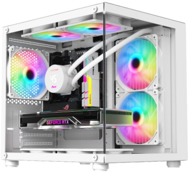 투민시스템 TM100 RGB 강화유리 화이트 (미니타워), 1개