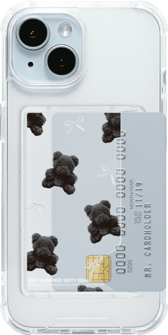 168cm 카드수납 투명 범퍼케이스 러블리 블랙베어