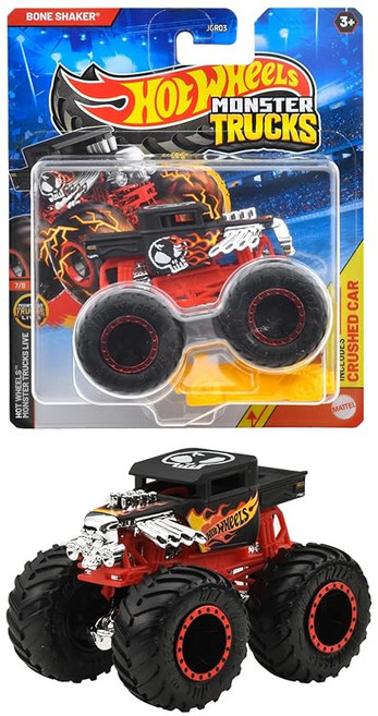 핫 윌 핫 Wheels 몬스터 트럭 164 본 셰이커 놀이기구 장난감 미니카 3세부터 블랙 JGR03, 1개, 상세페이지 참조