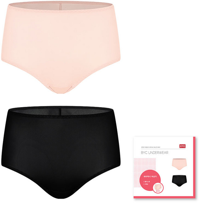 BYC 편안한 여성 노라인 세미맥시 팬티 2매입