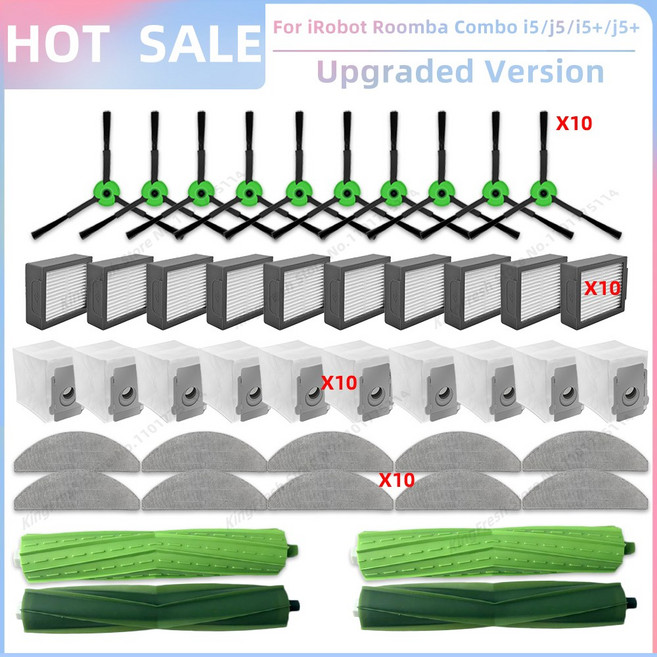 iRobot Roomba Combo j5 Plus i5 교체용 예비 부품 롤러 사이드 브러시 Hepa 필터 먼지 가방, HOT SET, 27 HOT SET