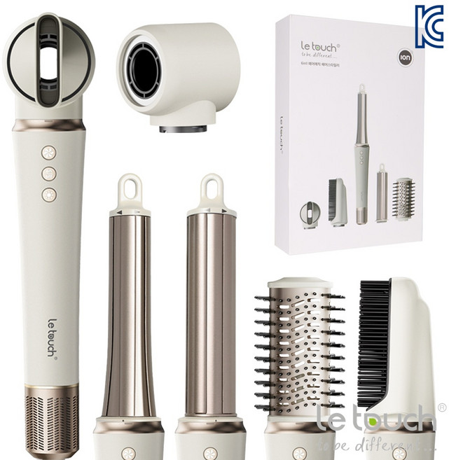 레터치 6in1 에어매직 에어브러쉬 멀티 스타일링 BLDC 헤어 스타일러 6억음이온 드라이기 자동 컬링 1200W 고회전, ZYC892-B, 헤어스타일러