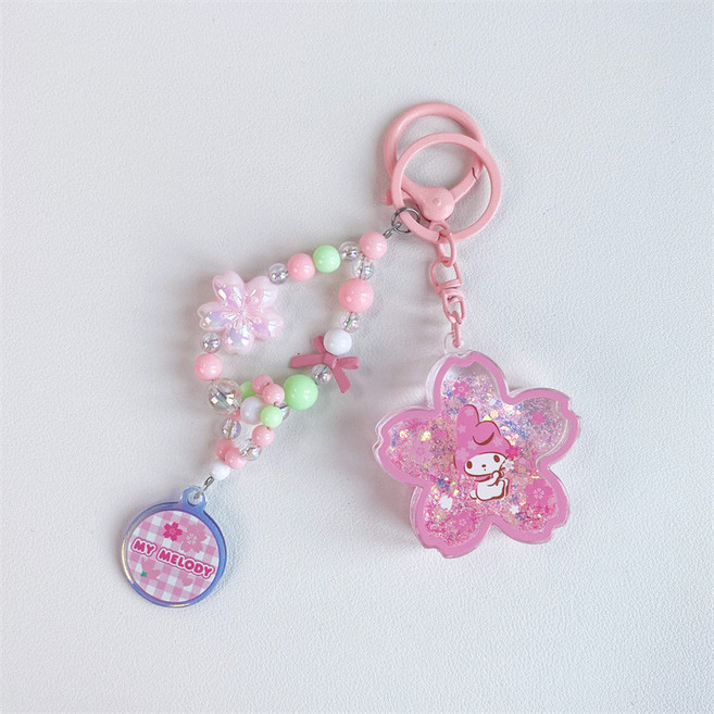 산리오 키링 벚꽃모양 오일링 키홀더 가방장식 악세서리, 1개, 마이멜로디