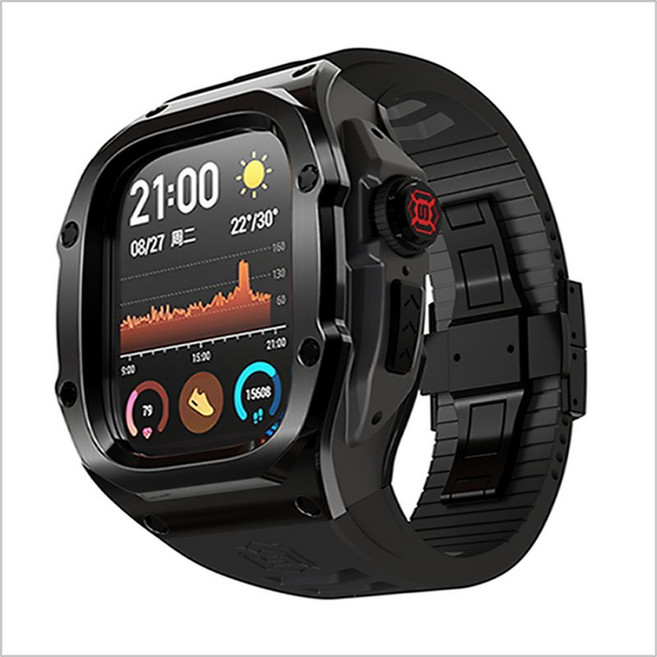 T&T 適用 Apple Watch Ultra 49mm 不銹鋼一體式改裝手表帶, 黑黑+黑帶,ultra（不含手表表盤）, 1個