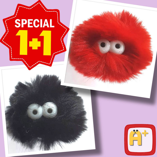 [1+1]알탱고 [귀여운 먼지] 인형 헬멧 부착형 레포츠용 선물용, 레드+블랙