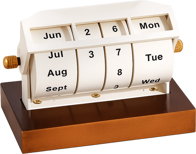 로앤제이 롤링 캘린더 회전 달력 레트로 카운트 Todo 메모꽂이 탁상용 인테리어 소품, 1개