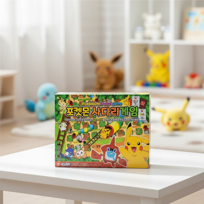 포켓몬 사다리게임 디럭스 보드게임 캐릭터 술래잡기 놀이 주사위굴리기 카드게임 어린이 가족, 혼합색상, 1개