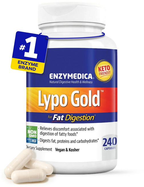 [2개] 엔자이메디카 리포 골드 지방 소화 효소 240베지캡슐 아밀레이스 리파아제 아밀라아제 프로테아제 Lypo Gold, 240정, 2개