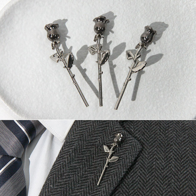 [아재리노] 장미송이 배지 브로치 정장 뱃지