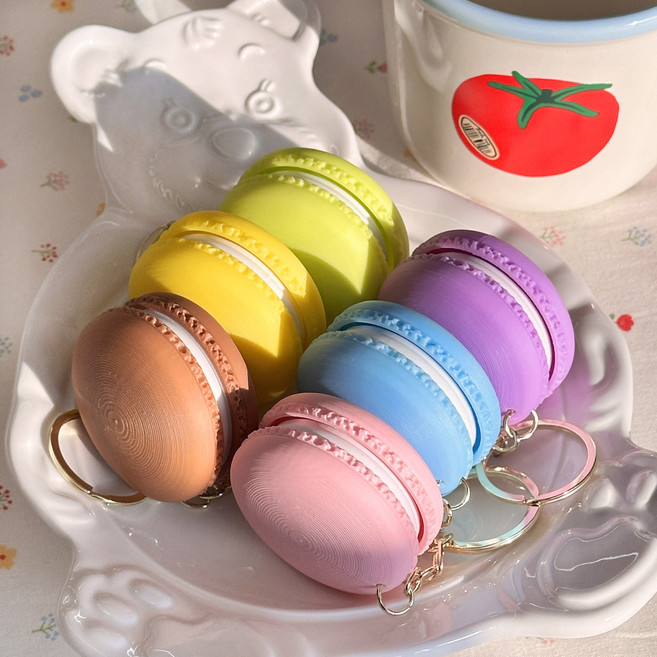 디저트 마카롱 3D 클리커 딸깍이 스트레스 해소 키캡 키링 열쇠고리 (데이데이), 1개, 메론