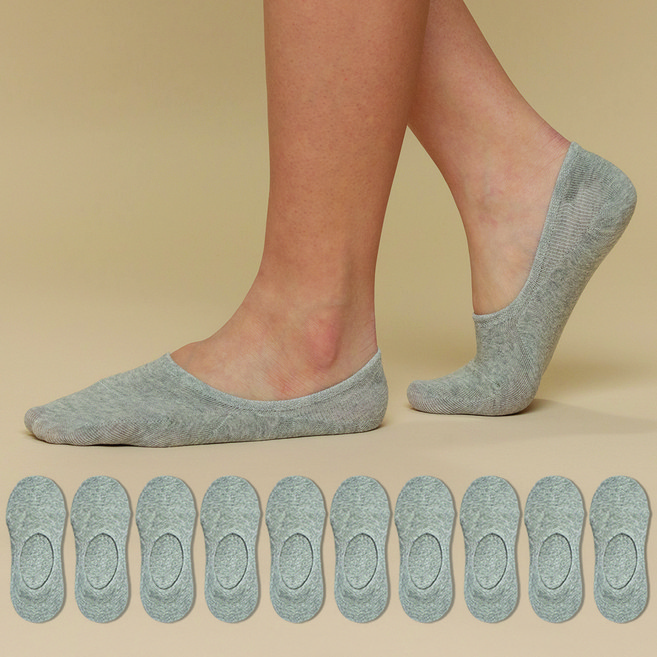 비바슈슈 여성용 쫀쫀하고 벗겨지지않는 면페이크삭스 실속형 10켤레