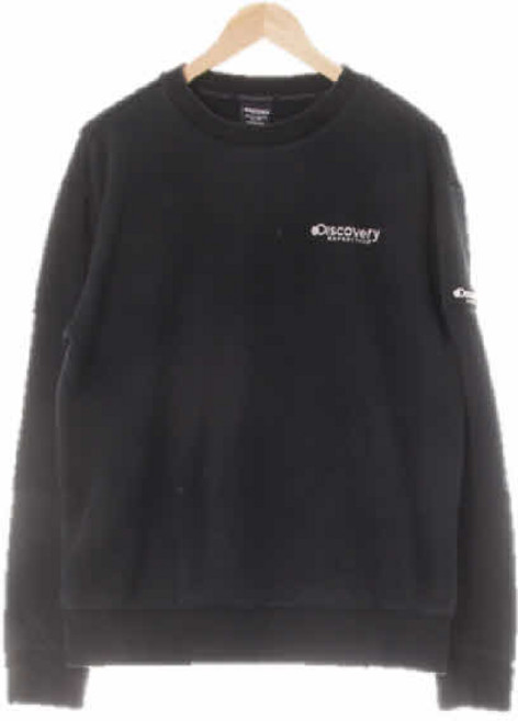 5219 DlSCOVERY 블랙 면혼방 소매패치맨투맨 [95]