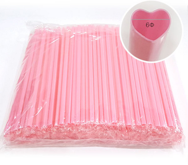 6x25 하트 스트로우 (핑크) 빨대 개별포장 200개, 1개