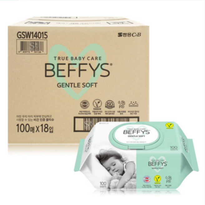 코디 베피스 젠틀 비건 인증 소프트 두꺼운 물티슈 100매, 422g, 100개입, 1개