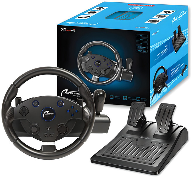 겜맥 아우라 PS4 PC 호환 레이싱 휠, KMP4-111, 1개