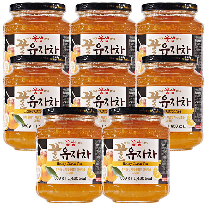 꽃샘 꿀유자차, 580g, 8개, 580g, 1개입
