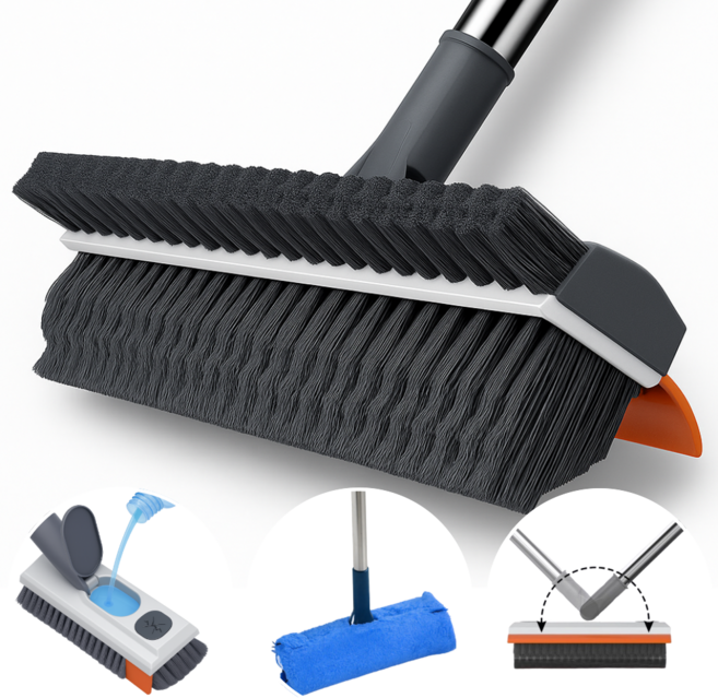 클릭&샵 3in1 스탠드 고급 화장실 욕실 바닥 청소솔 혼합색, 화이트, 1개