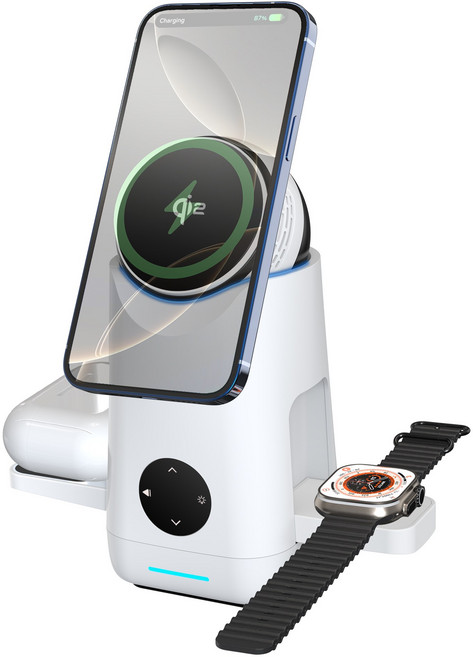 감성공장 아크랩 3in1 Qi2고속 무선충전기 아이폰 갤럭시 애플워치 갤럭시워치 호환, 화이트, 1개