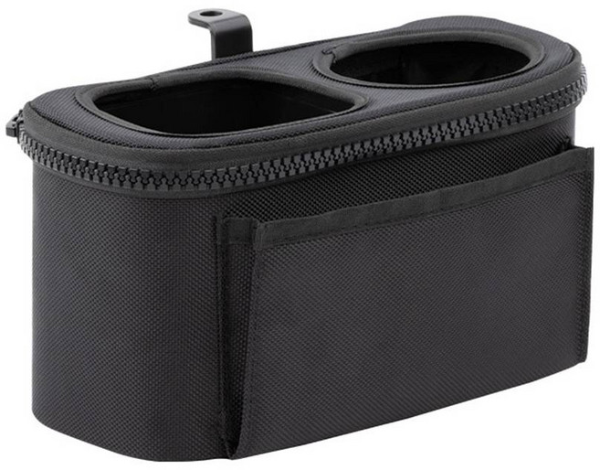 제로몰 오토바이 2구 컵홀더 음료 텀블러 수납가방 크로스바 장착형, 블랙