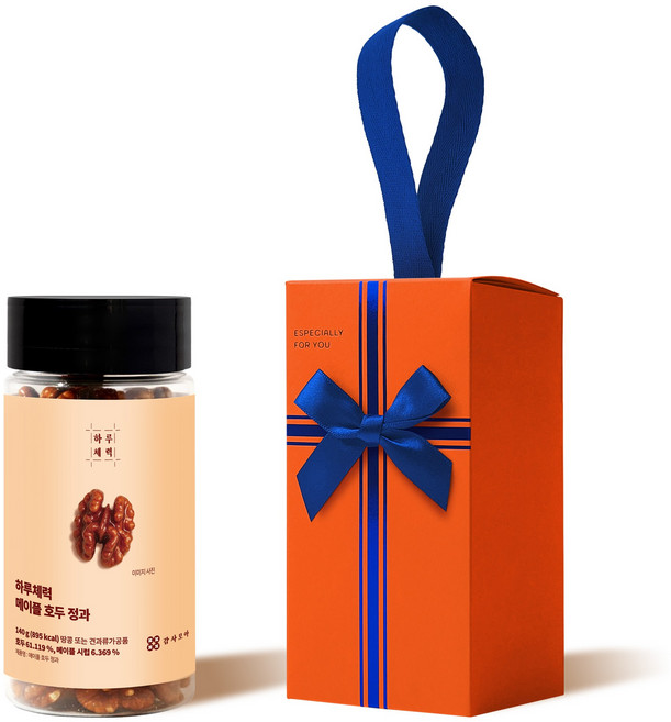감사모아 호두정과 답례품 호두강정 결혼 조문 선물세트 140g 감사카드 포함 오렌지
