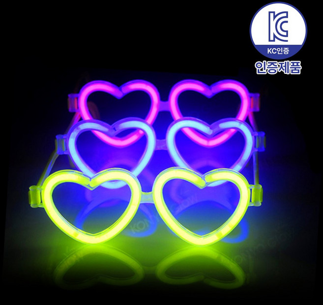 로앤제이 야광봉 야광 소품 스틱 응원도구 응원 팔찌 클럽 콘서트 축제 할로윈 파티용품, 1개, 하트안경