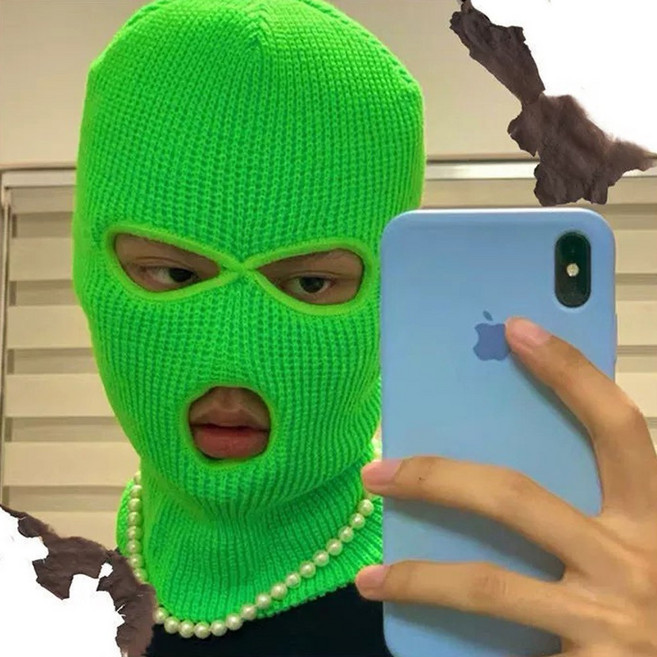 복면 마스크 페이스 마스크 인싸템 파티 소품 비니 가면 마미손 겨울 방한, 1개, 형광그린